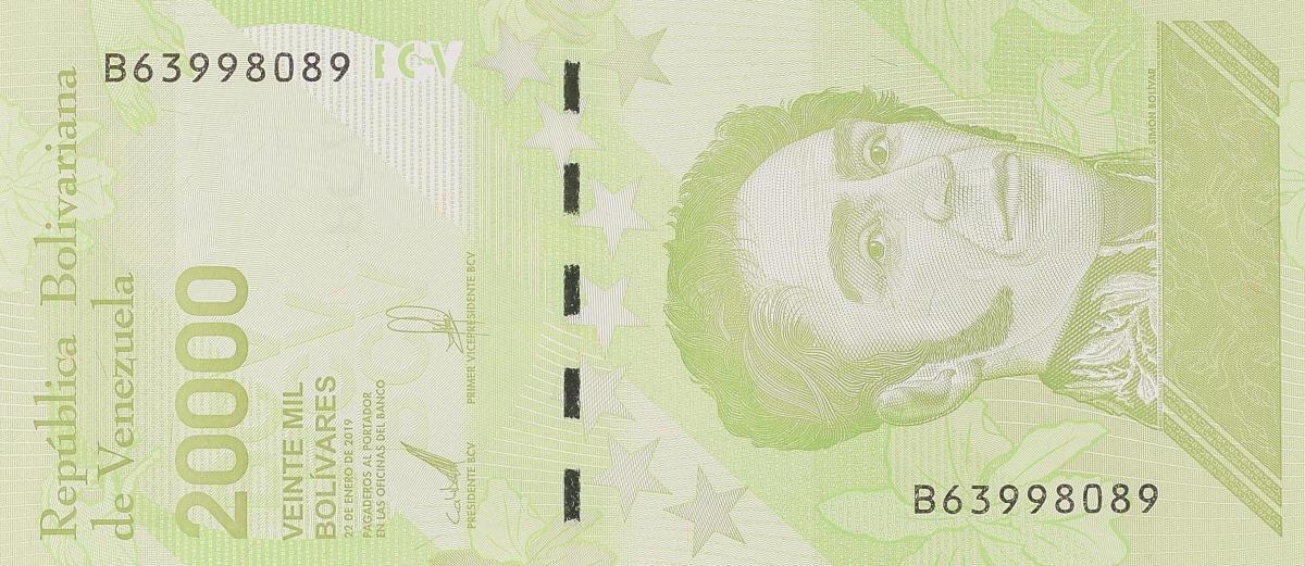 Front of Venezuela p110b: 20000 Bolivar from 2019