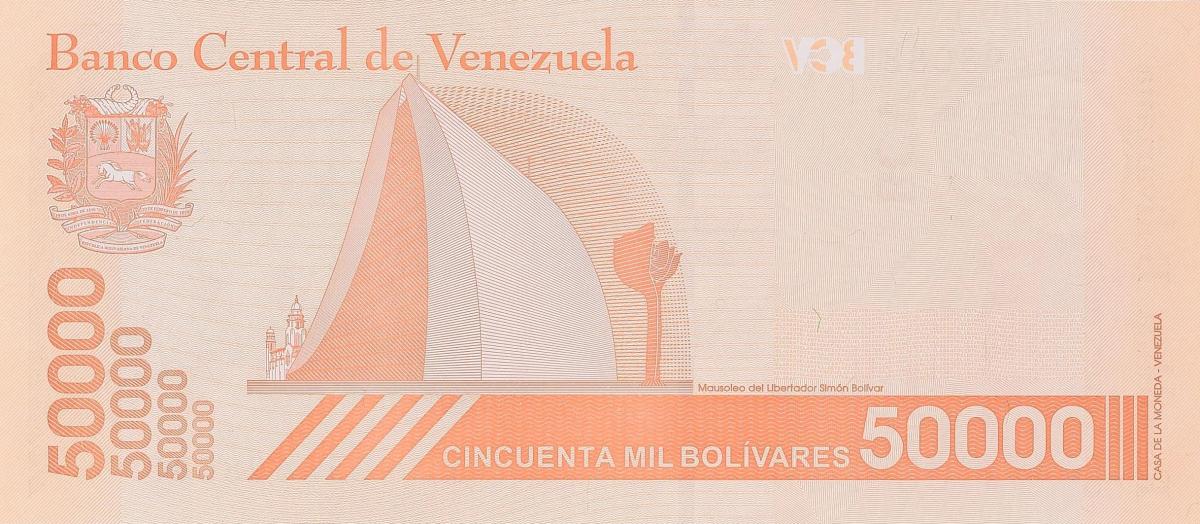 Back of Venezuela p111b: 50000 Bolivar from 2019