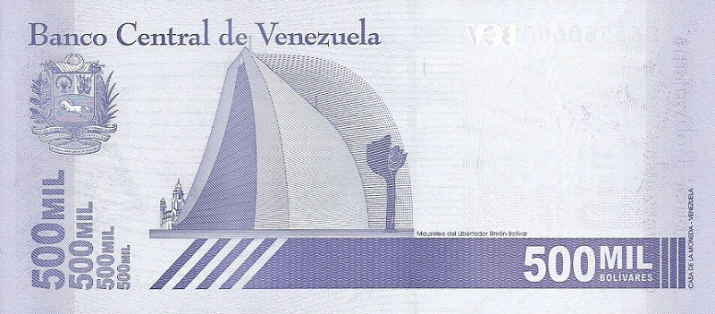 Back of Venezuela p113: 500000 Bolivar from 2020