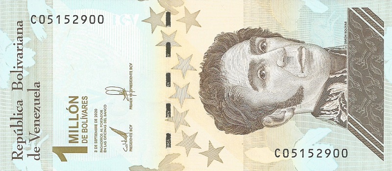 Front of Venezuela p114: 1000000 Bolivar from 2020