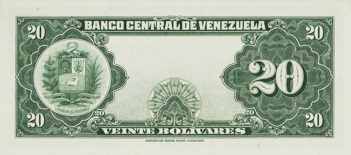 Back of Venezuela p32c: 20 Bolivares from 1953
