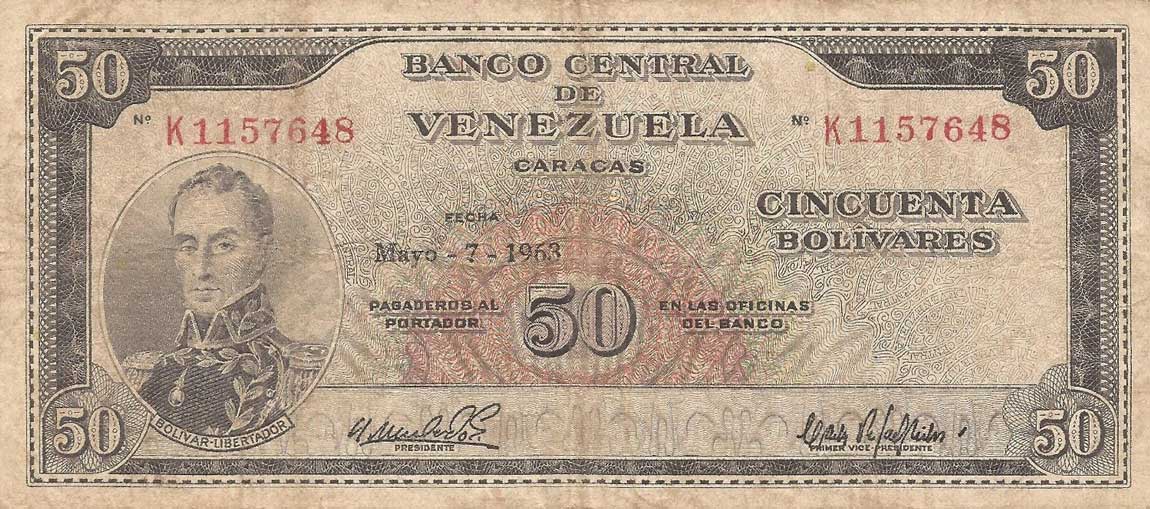 Front of Venezuela p44a: 50 Bolivares from 1961