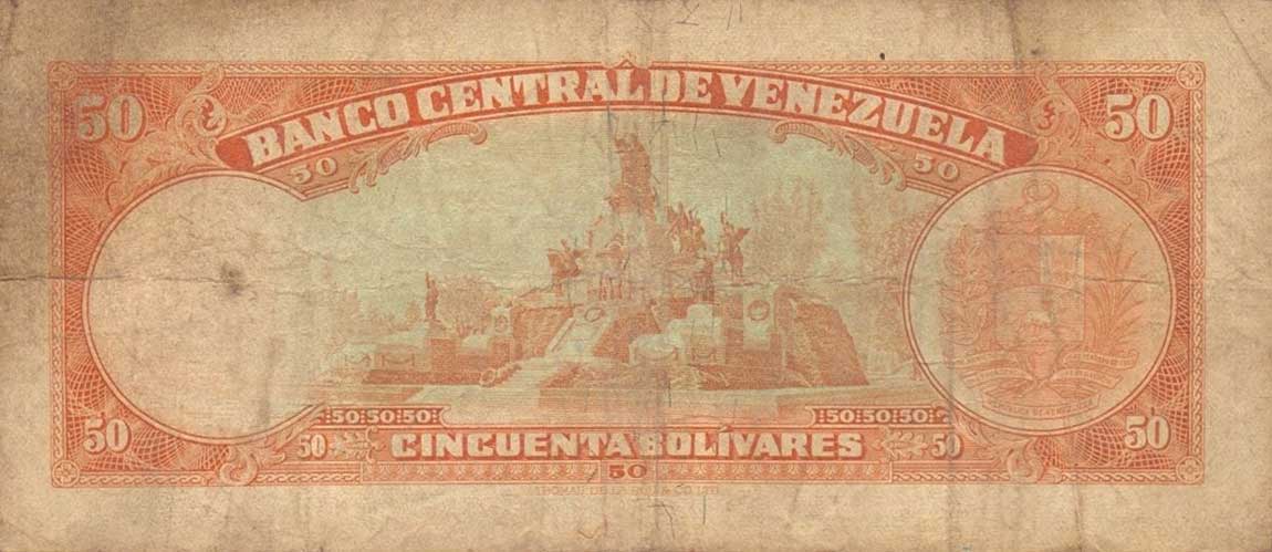 Back of Venezuela p47c: 50 Bolivares from 1966