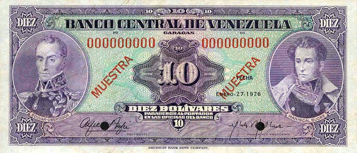 Front of Venezuela p51s2: 10 Bolivares from 1976