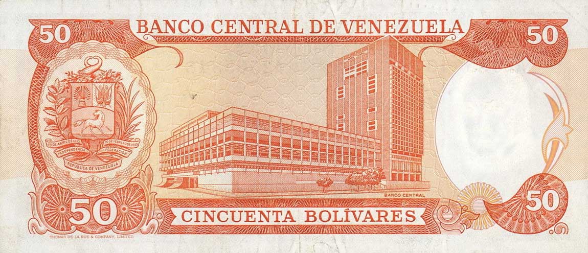 Back of Venezuela p54a: 50 Bolivares from 1972