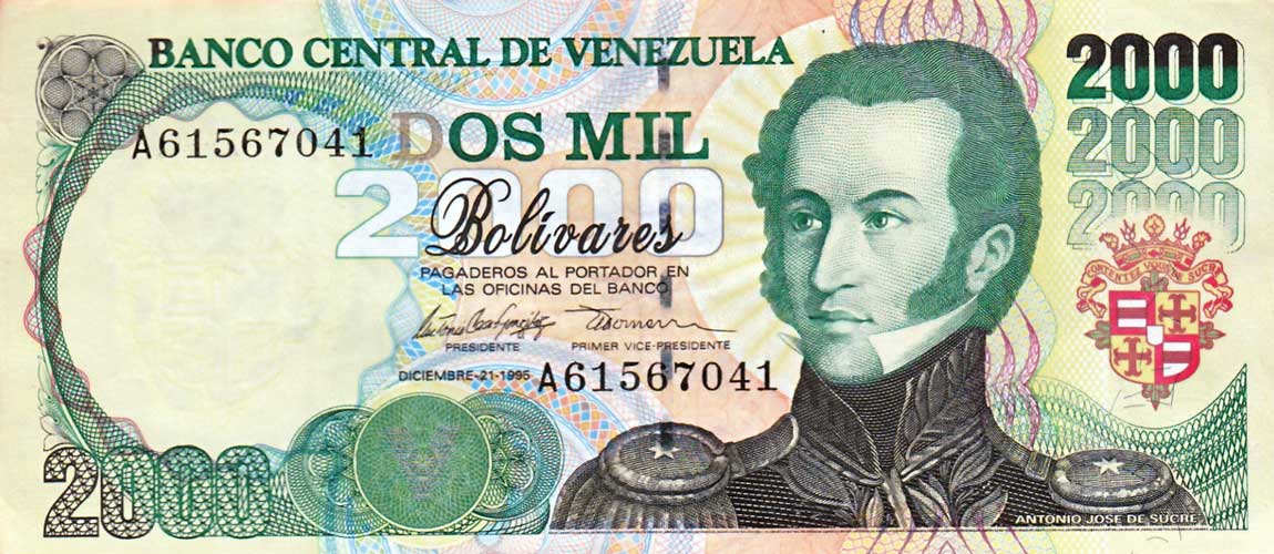 Front of Venezuela p74b: 2000 Bolivares from 1995