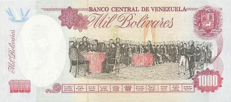 Back of Venezuela p76b: 1000 Bolivares from 1995