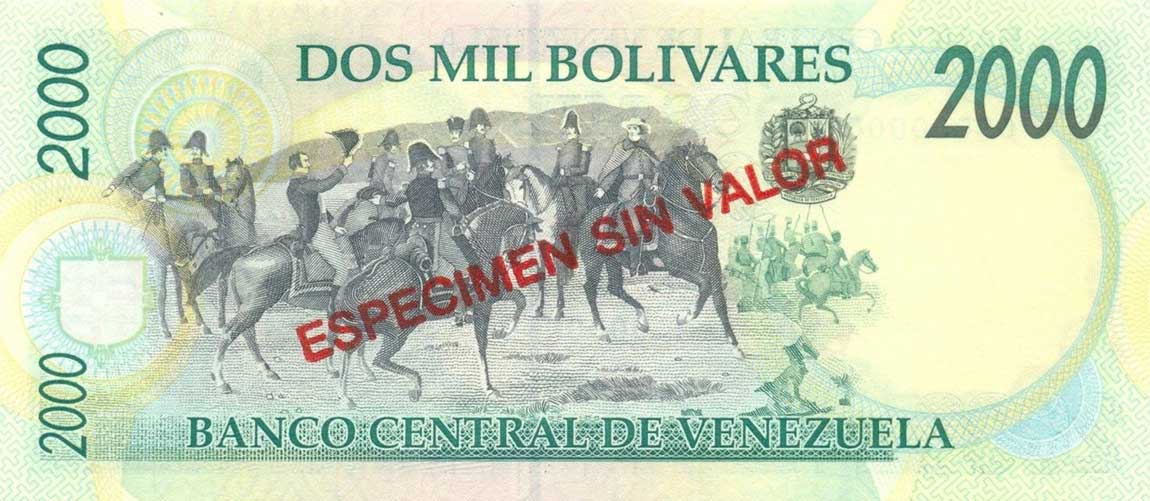 Back of Venezuela p77s: 2000 Bolivares from 1997
