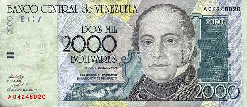 Front of Venezuela p80a: 2000 Bolivares from 1998