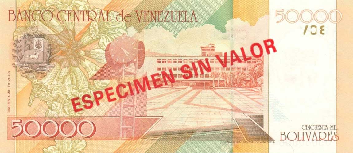 Back of Venezuela p83s: 50000 Bolivares from 1998
