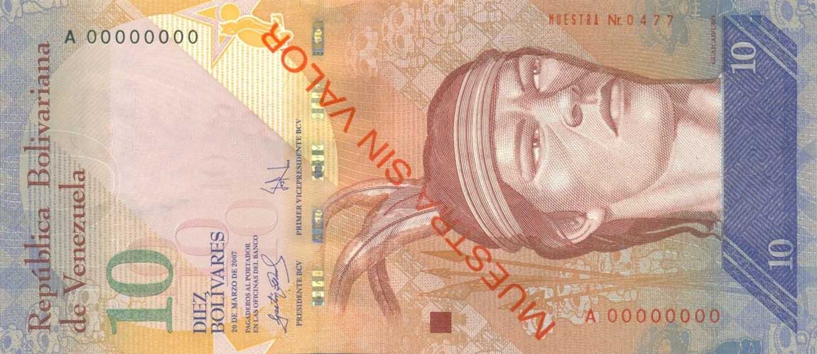Front of Venezuela p90s: 10 Bolivares from 2007