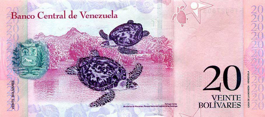 Back of Venezuela p91b: 20 Bolivares from 2007