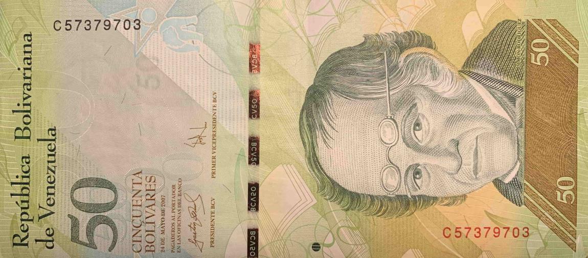 Front of Venezuela p92b: 50 Bolivares from 2007