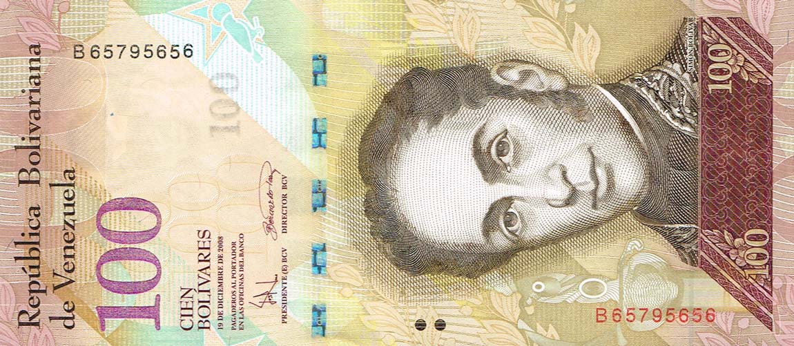 Front of Venezuela p93b: 100 Bolivares from 2008