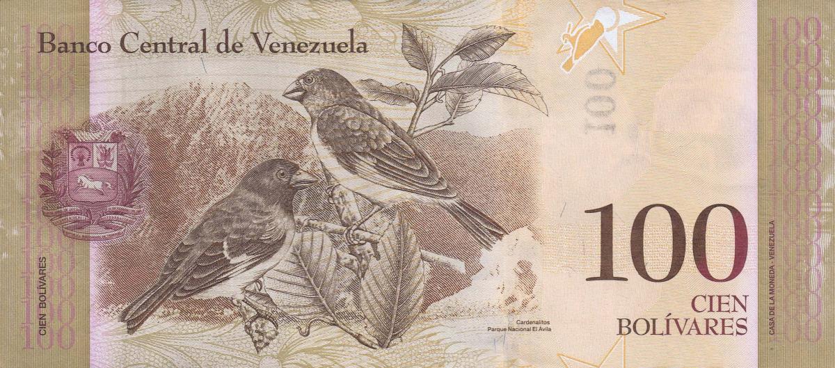 Back of Venezuela p93i: 100 Bolivares from 2015