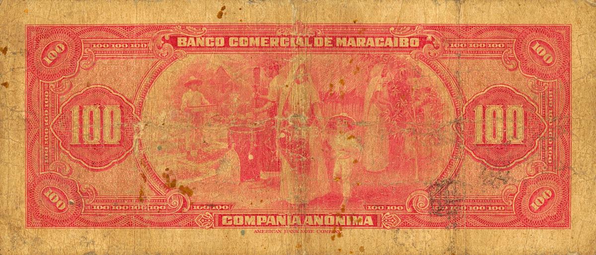 Back of Venezuela pS179a: 100 Bolivares from 1929