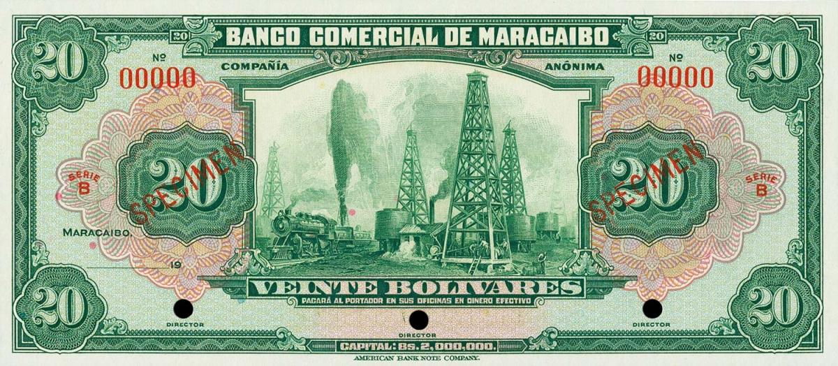 Front of Venezuela pS182s: 20 Bolivares from 1933