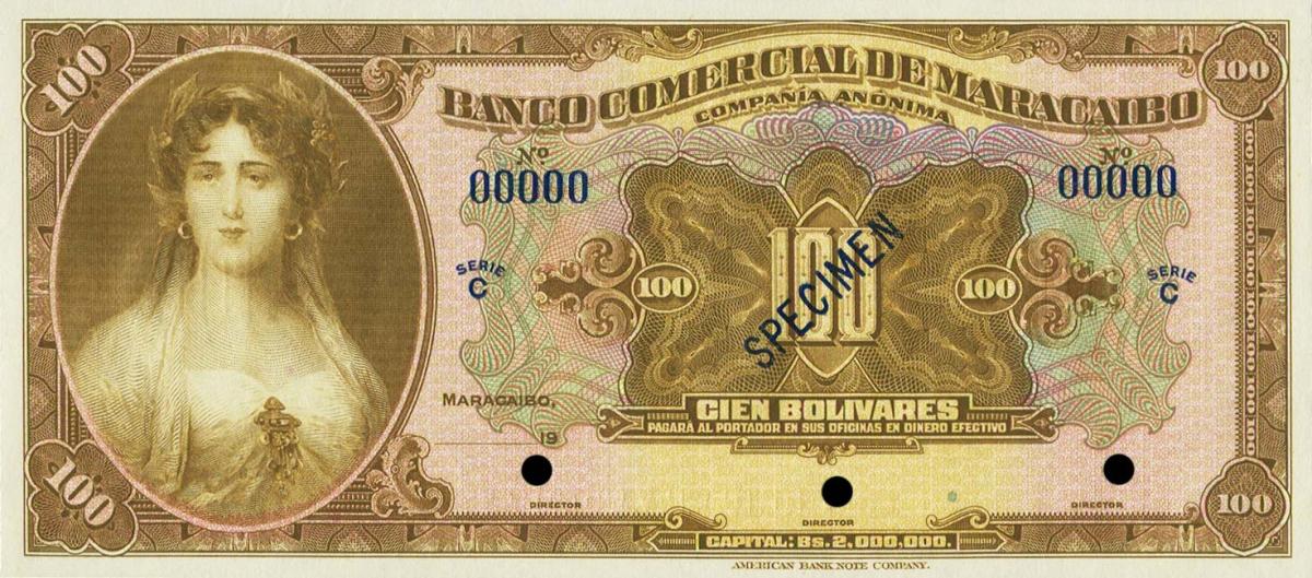Front of Venezuela pS183s: 100 Bolivares from 1933