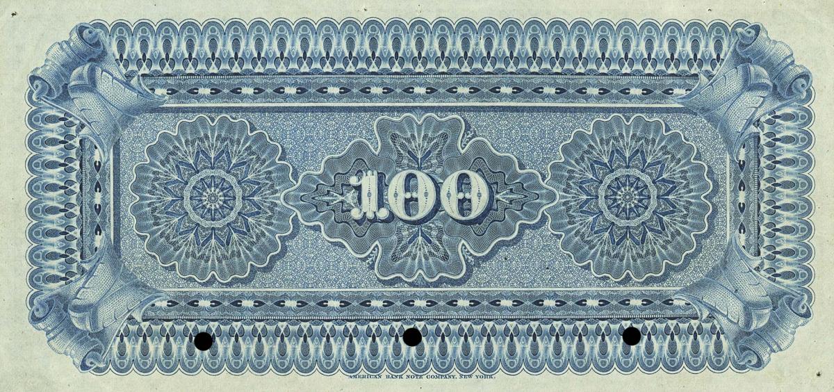 Back of Venezuela pS202: 100 Bolivares from 1889