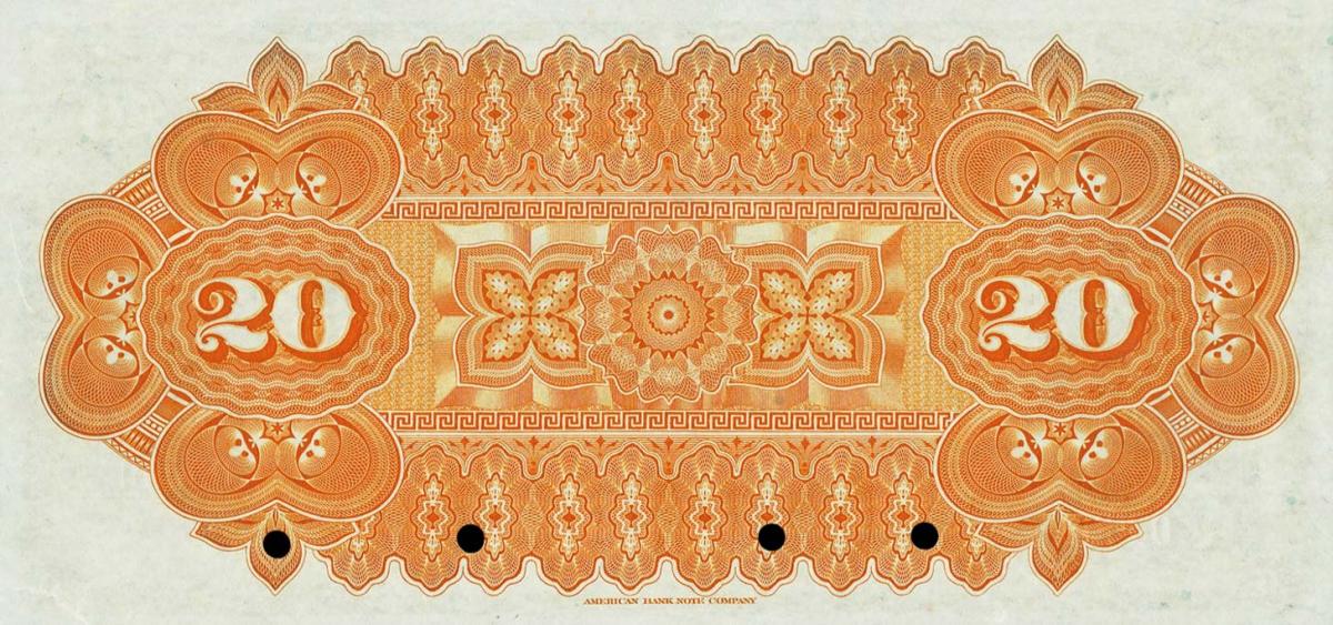 Back of Venezuela pS218s: 20 Bolivares from 1917