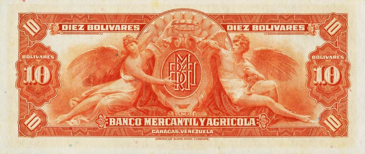 Back of Venezuela pS231r: 10 Bolivares from 1934