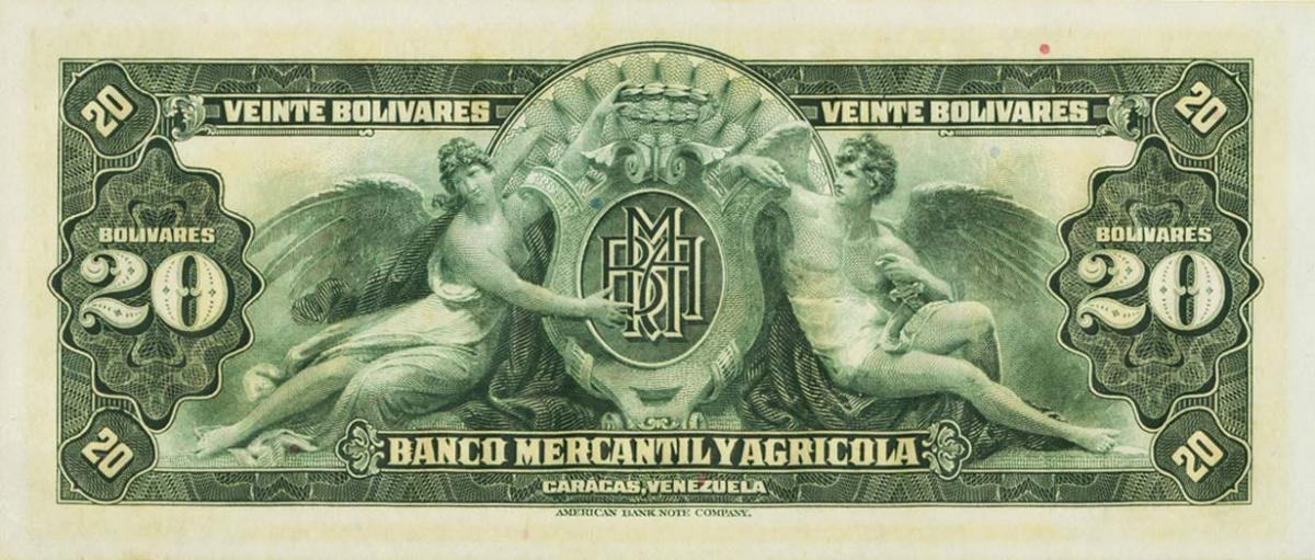 Back of Venezuela pS232r2: 20 Bolivares from 1927