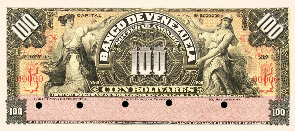 Front of Venezuela pS273p: 100 Bolivares from 1900