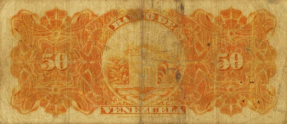 Back of Venezuela pS312a: 50 Bolivares from 1935