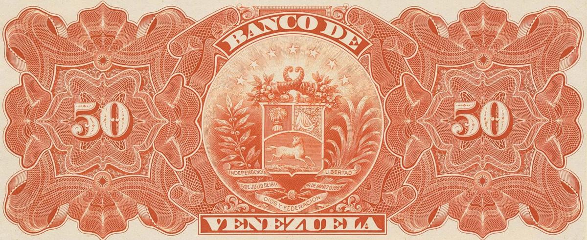 Back of Venezuela pS312p: 50 Bolivares from 1935
