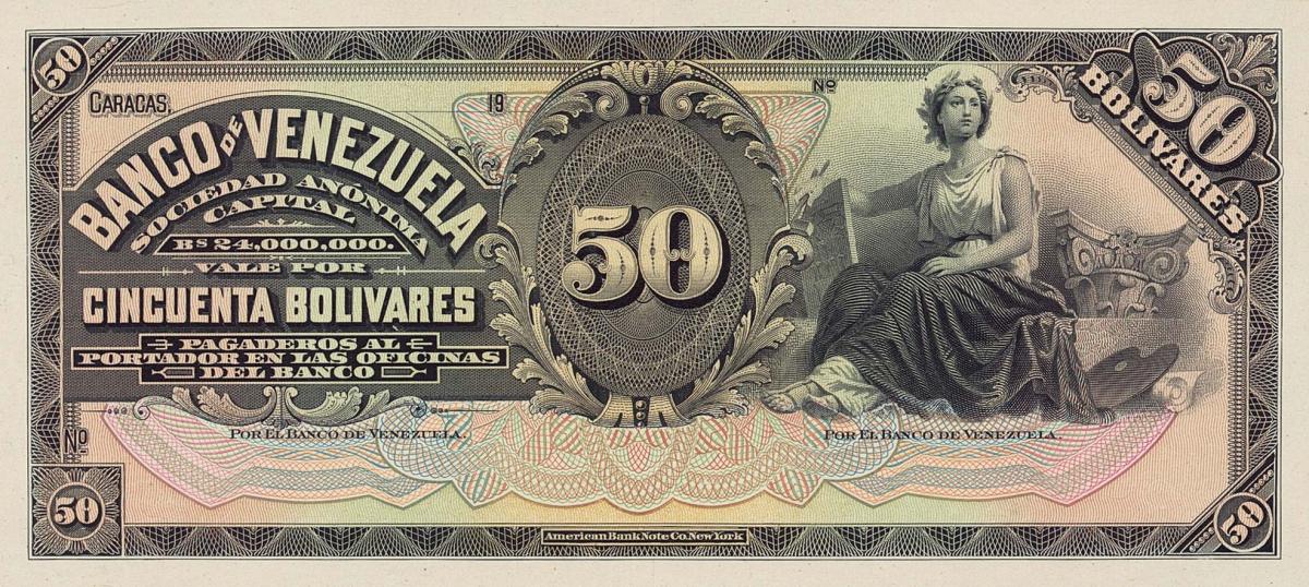 Front of Venezuela pS312p: 50 Bolivares from 1935