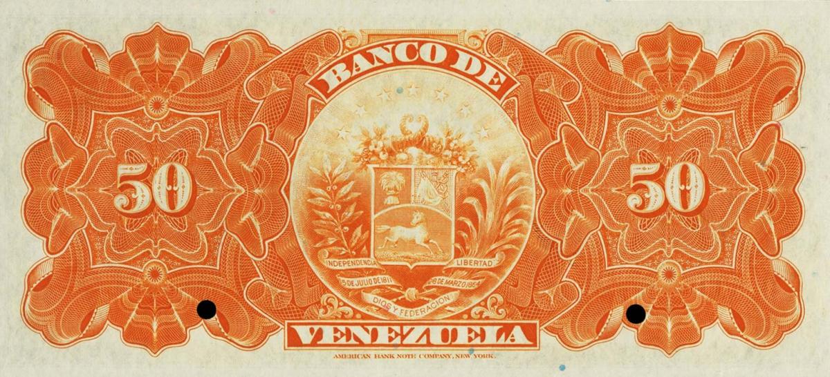 Back of Venezuela pS312s: 50 Bolivares from 1935