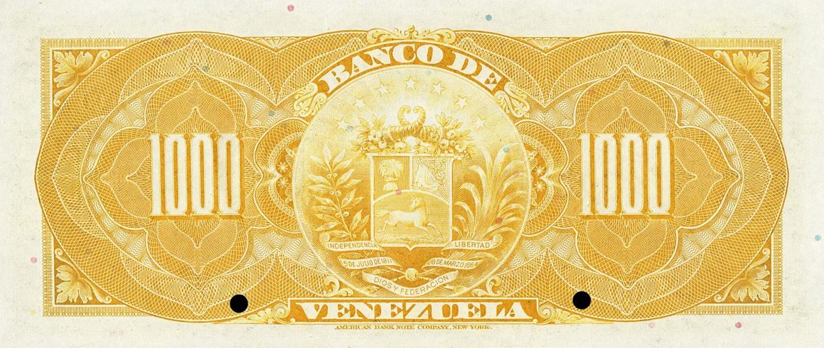 Back of Venezuela pS315s: 1000 Bolivares from 1936