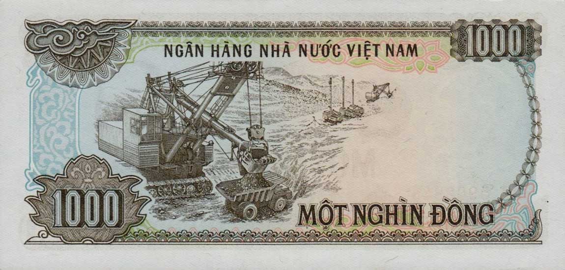Back of Vietnam p102a: 1000 Dong from 1987