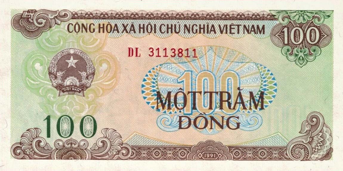 Front of Vietnam p105a: 100 Dong from 1991
