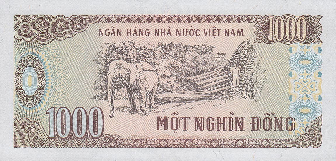 Back of Vietnam p106a: 1000 Dong from 1988