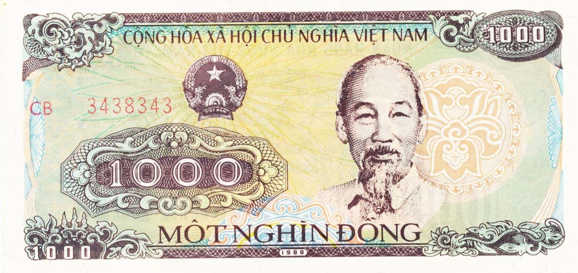Front of Vietnam p106b: 1000 Dong from 1988