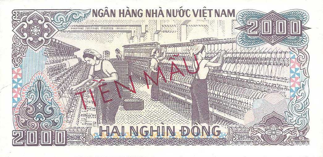 Back of Vietnam p107s2: 2000 Dong from 1988