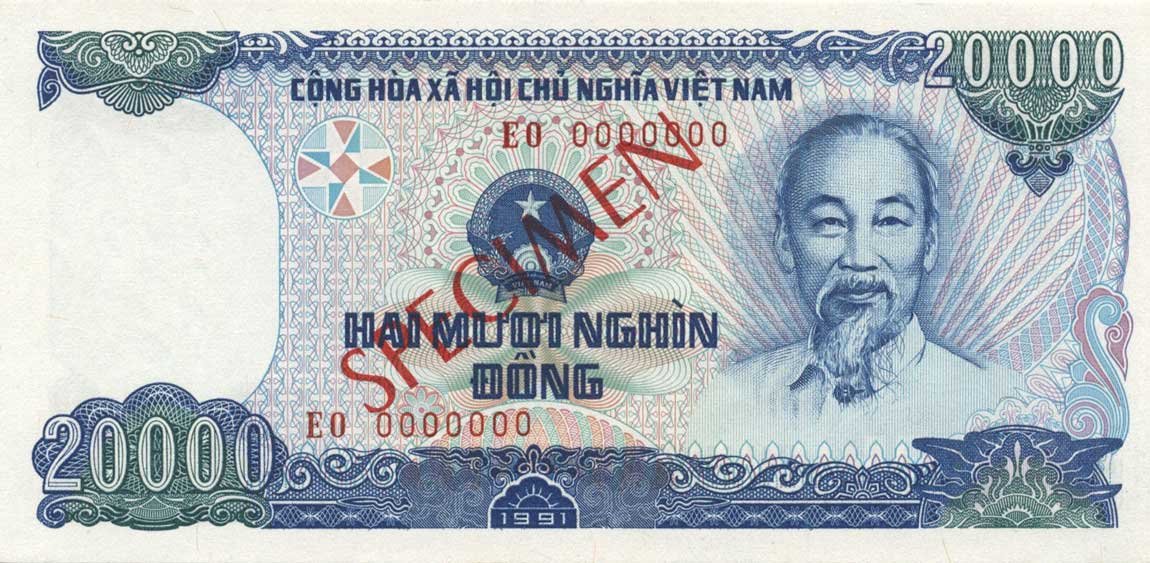 Front of Vietnam p110s: 20000 Dong from 1991