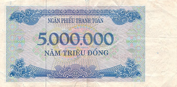 Back of Vietnam p114Aa: 5000000 Dong from 1992