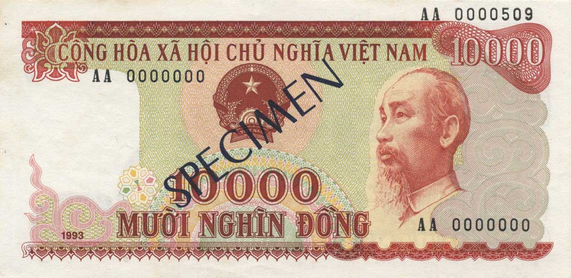 Front of Vietnam p115s: 10000 Dong from 1993
