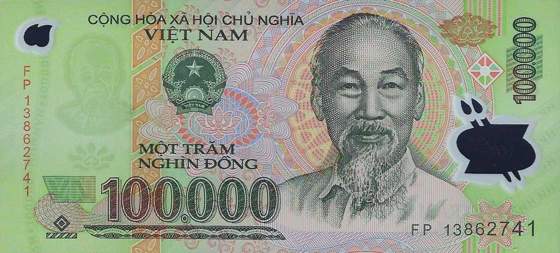 Front of Vietnam p122j: 100000 Dong from 2013