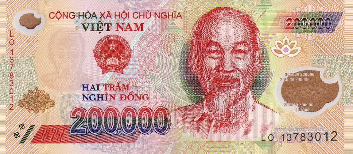 Front of Vietnam p123f: 200000 Dong from 2013