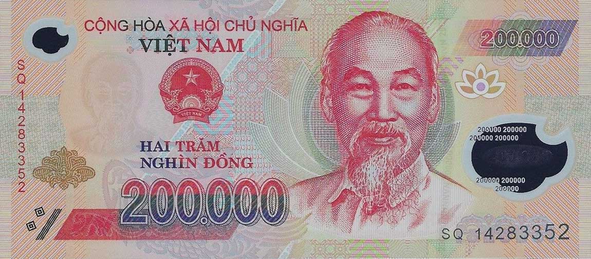 Front of Vietnam p123g: 200000 Dong from 2014