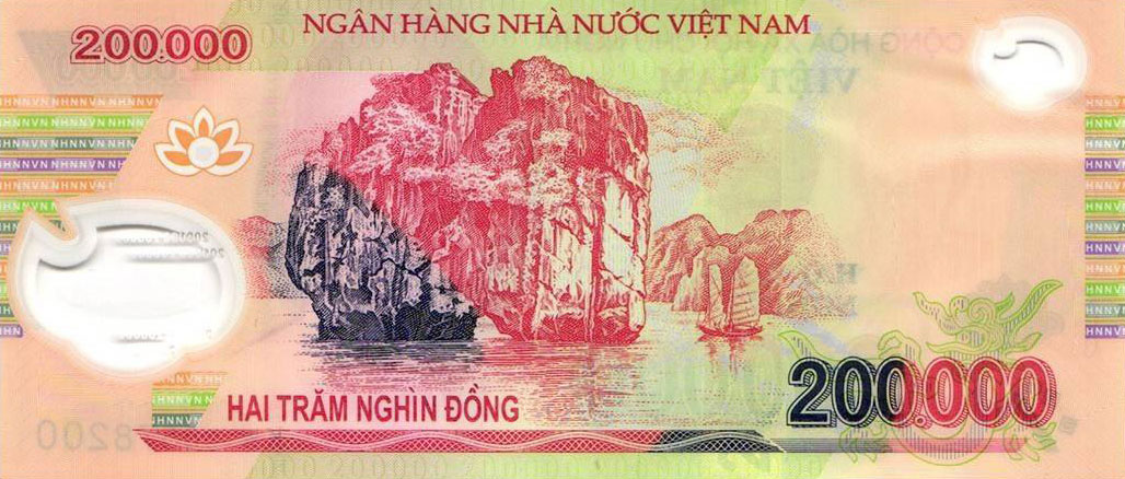 Back of Vietnam p123k: 200000 Dong from 2020
