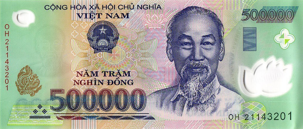 Front of Vietnam p124q: 500000 Dong from 2021