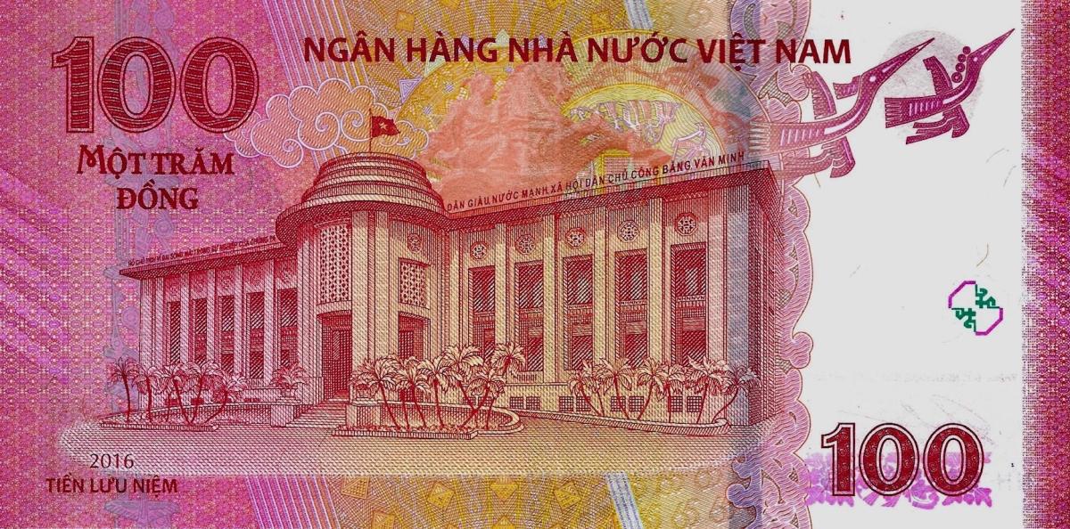 Back of Vietnam p125a: 100 Dong from 2016