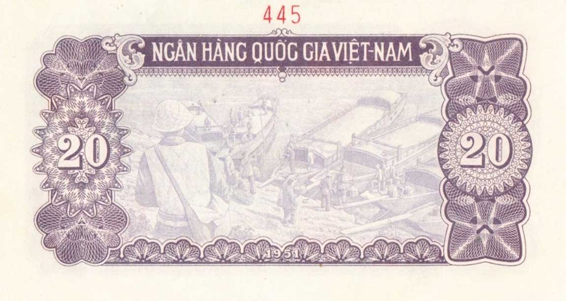 Back of Vietnam p60s1: 20 Dong from 1951