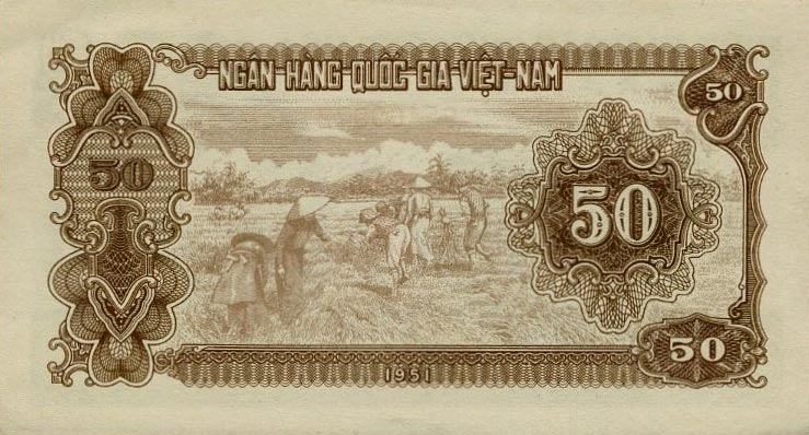 Back of Vietnam p61b: 50 Dong from 1951