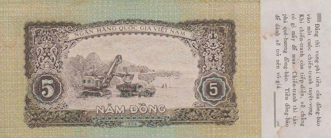 Back of Vietnam p73x: 5 Dong from 1958