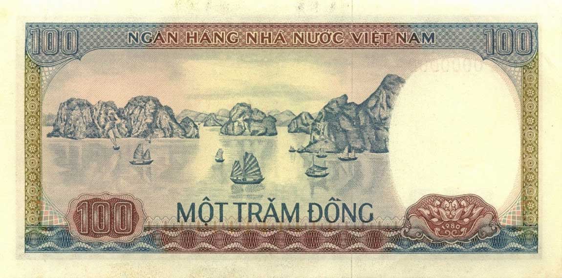 Back of Vietnam p88s: 100 Dong from 1980